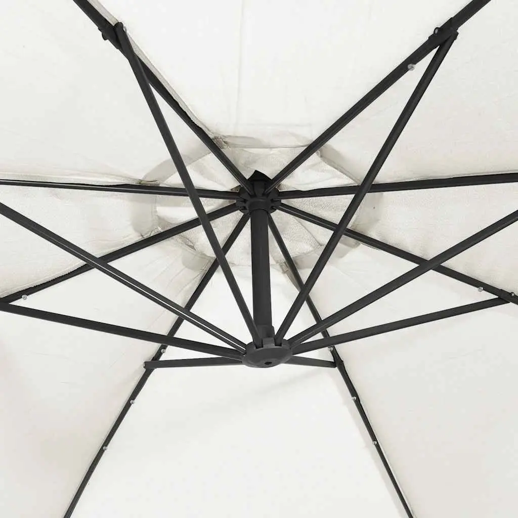 Cantilever Parasol Metal 350cm Beige UV Protective Polyester with Solar LED Lights