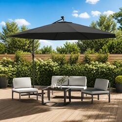 Premium Cantilever Garden Parasol with Solar LED Lights