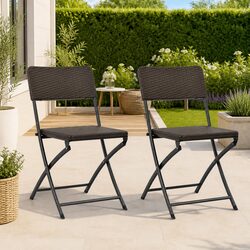 Set of 2 Brown Weather-Resistant Folding Chairs