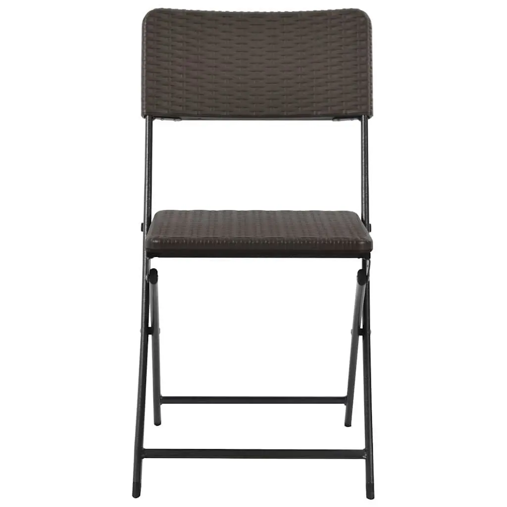 Folding Chairs Set of 2 Steel Frame Weather-Resistant HDPE Brown