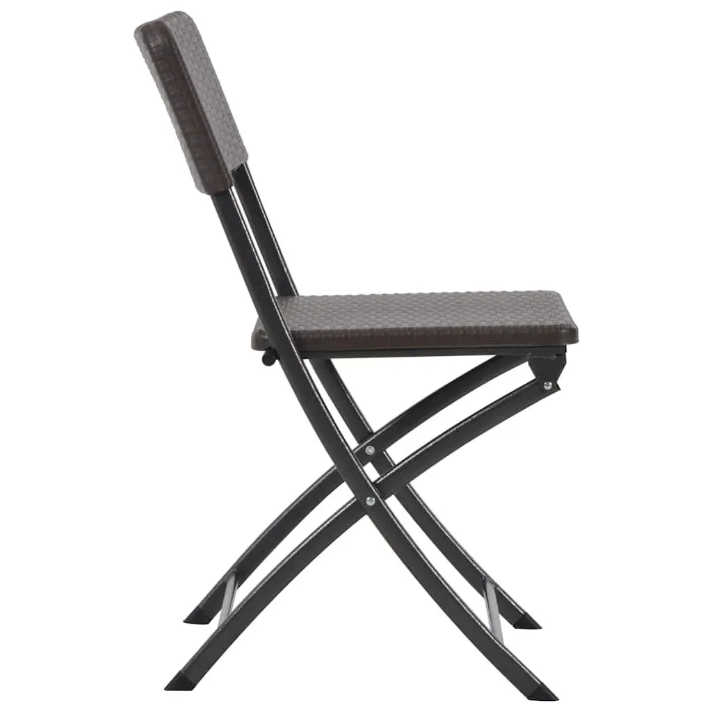 Folding Chairs Set of 2 Steel Frame Weather-Resistant HDPE Brown