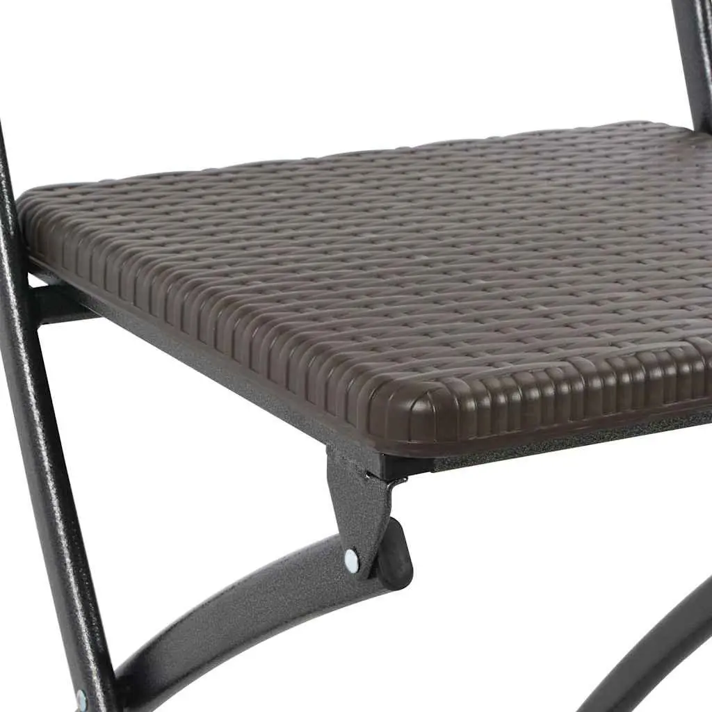 Folding Chairs Set of 2 Steel Frame Weather-Resistant HDPE Brown
