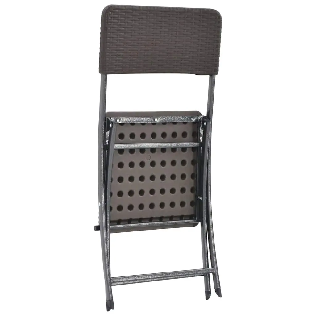 Folding Chairs Set of 2 Steel Frame Weather-Resistant HDPE Brown