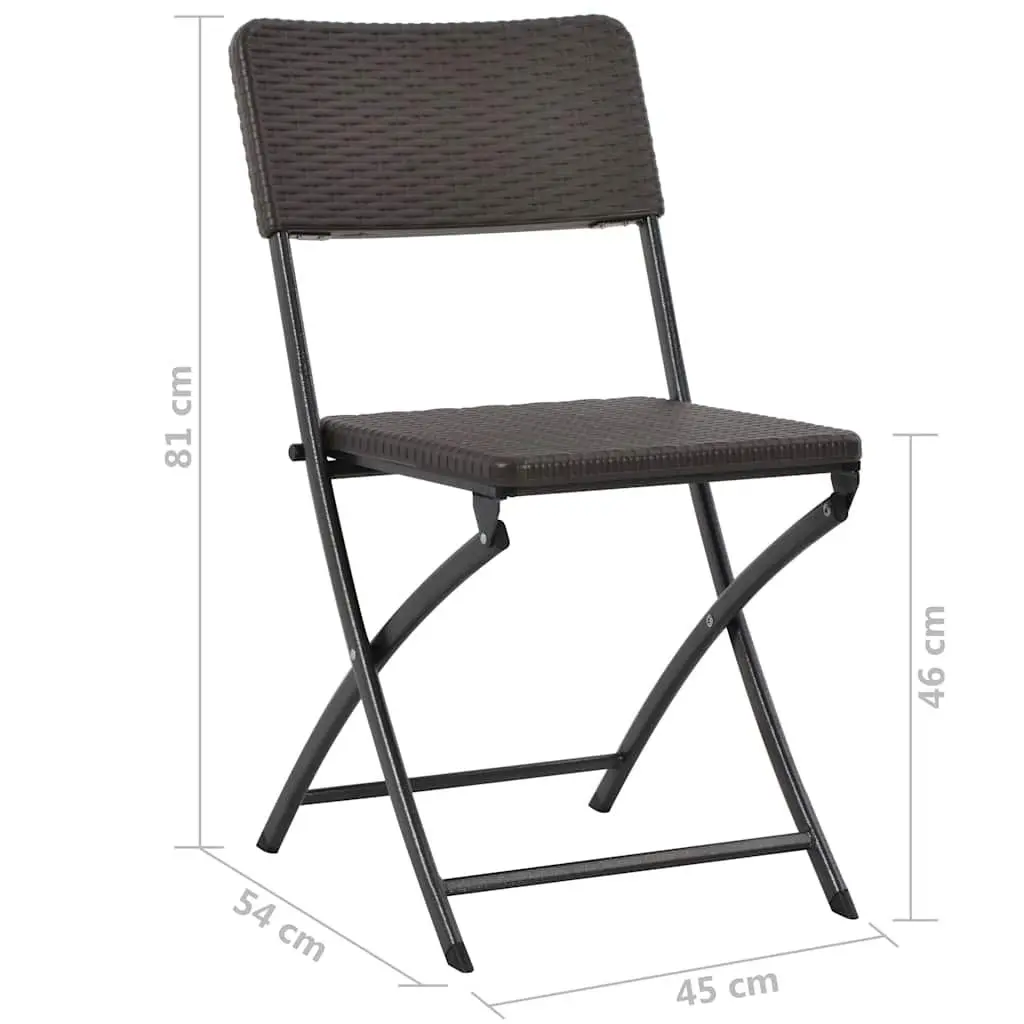Folding Chairs Set of 2 Steel Frame Weather-Resistant HDPE Brown