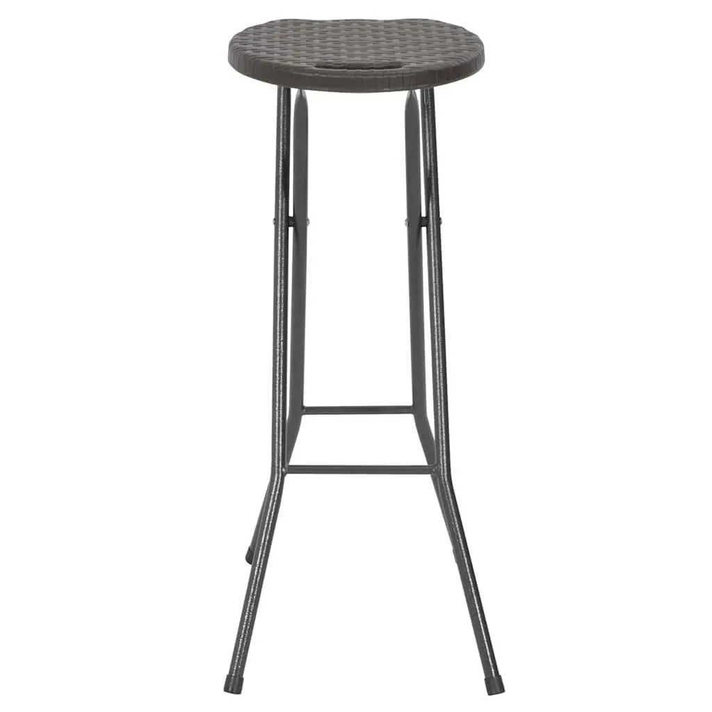 Folding Bar Stools HDPE Steel 2 pcs Brown Rattan Look Outdoor Seating Garden Patio Chairs