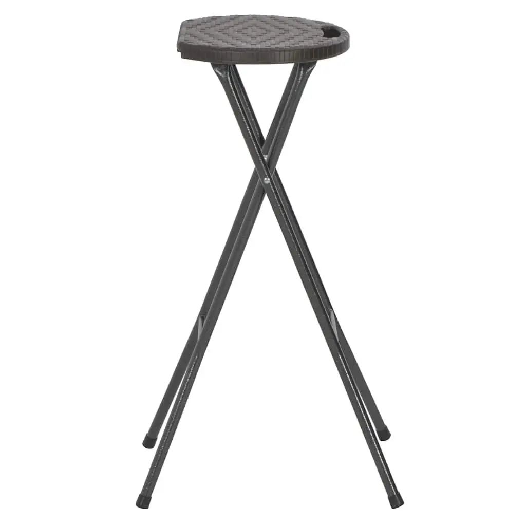 Folding Bar Stools HDPE Steel 2 pcs Brown Rattan Look Outdoor Seating Garden Patio Chairs