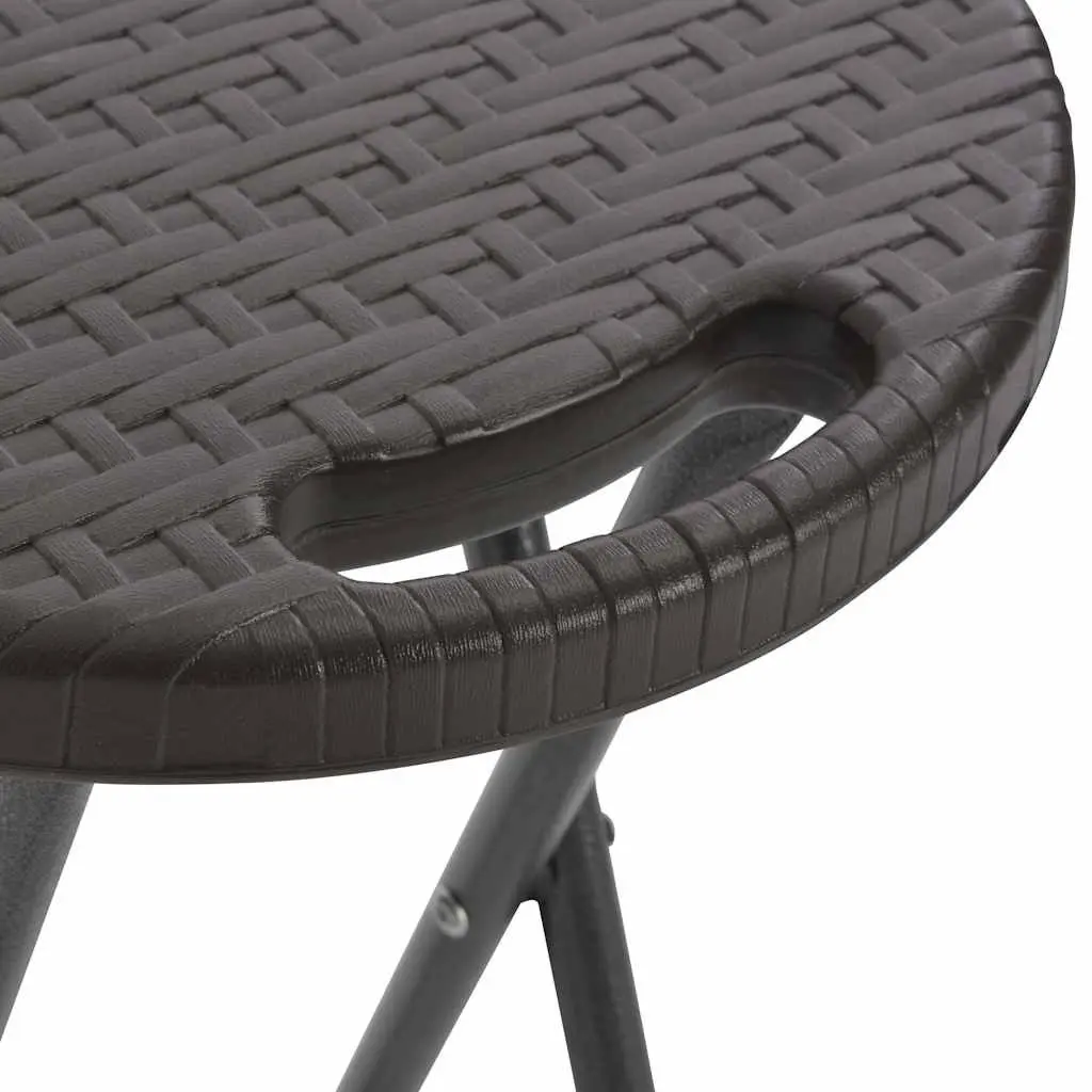 Folding Bar Stools HDPE Steel 2 pcs Brown Rattan Look Outdoor Seating Garden Patio Chairs