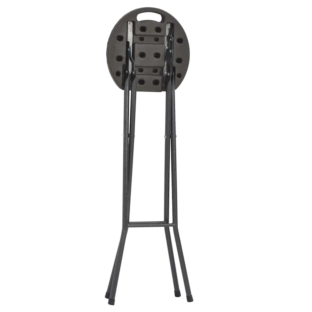 Folding Bar Stools HDPE Steel 2 pcs Brown Rattan Look Outdoor Seating Garden Patio Chairs
