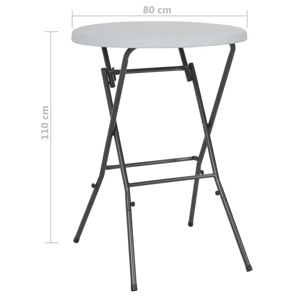 Folding Bar Table Steel White 80x110cm Weather-Resistant HDPE Outdoor Furniture