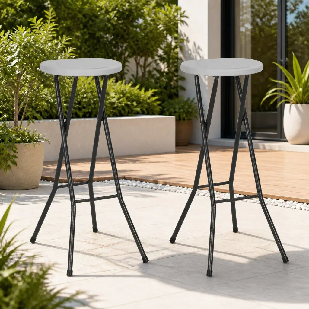 Folding Bar Stools 2 pcs for Outdoor Spaces