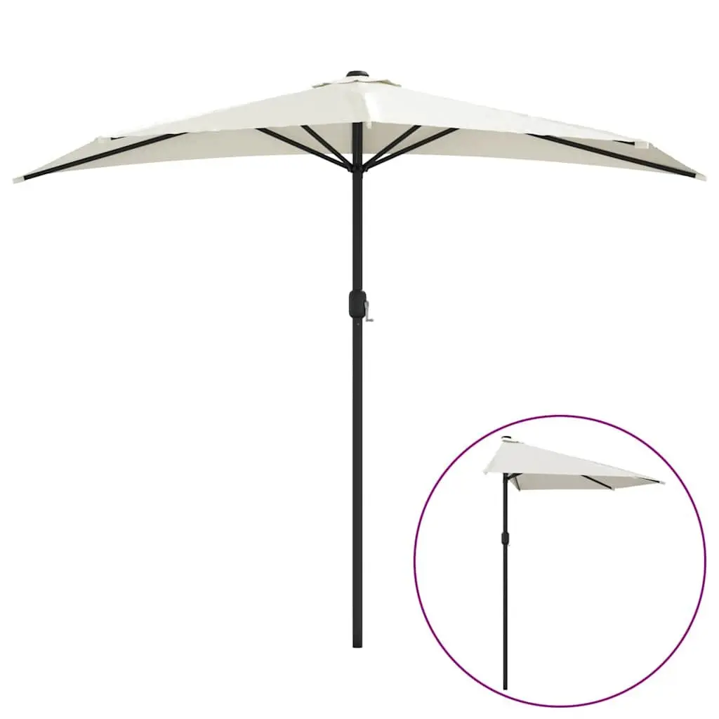 Half Round Garden Parasol 270x144cm Beige
