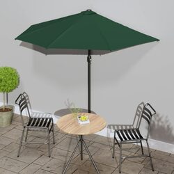 Sturdy Half Round Garden Parasol with Crank Green 270cm