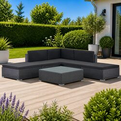 6 Piece Outdoor Lounge Set with Cushions in Black
