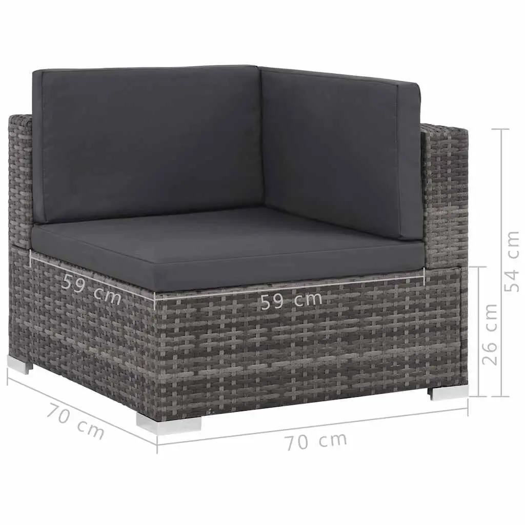 7 Piece Outdoor Garden Lounge Furniture Set PE Rattan Grey