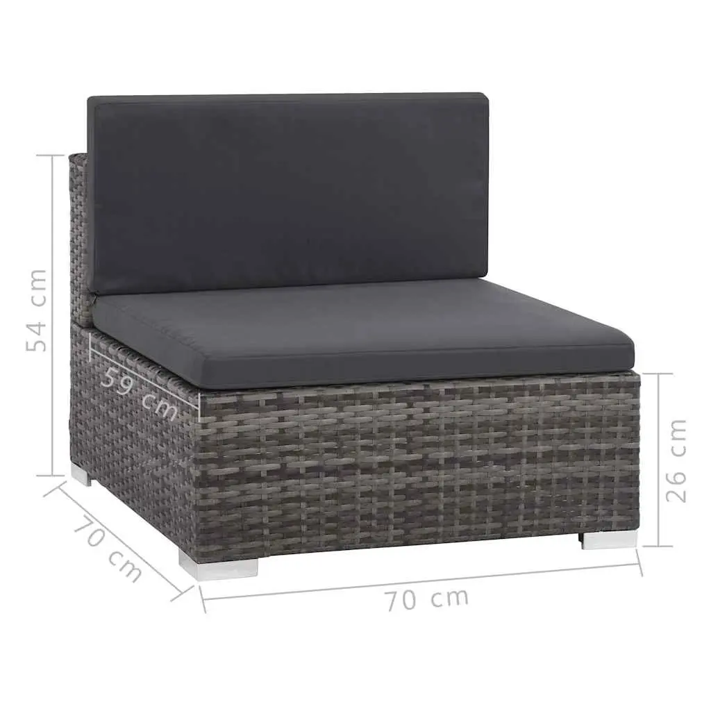 7 Piece Outdoor Garden Lounge Furniture Set PE Rattan Grey