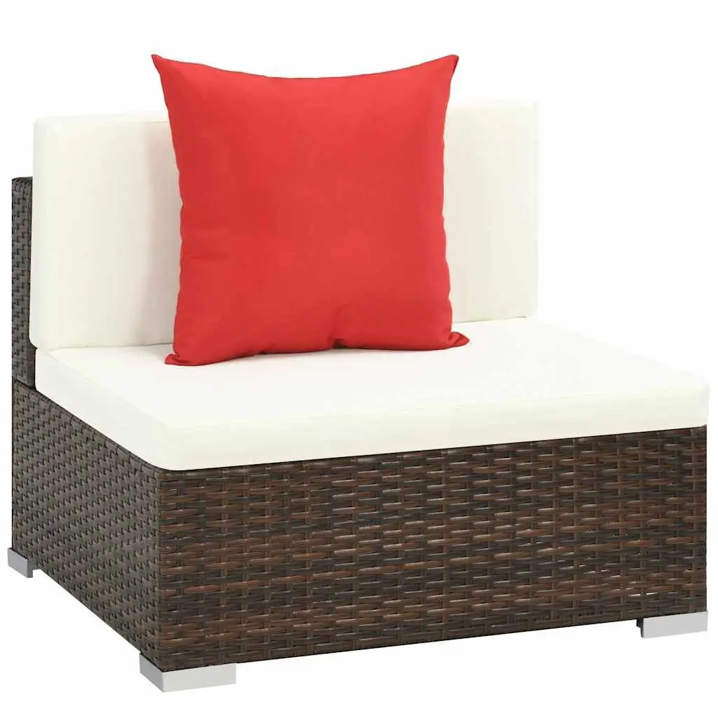 Outdoor Lounge Set PE Rattan 7 Piece Sofa with Cushions Brown