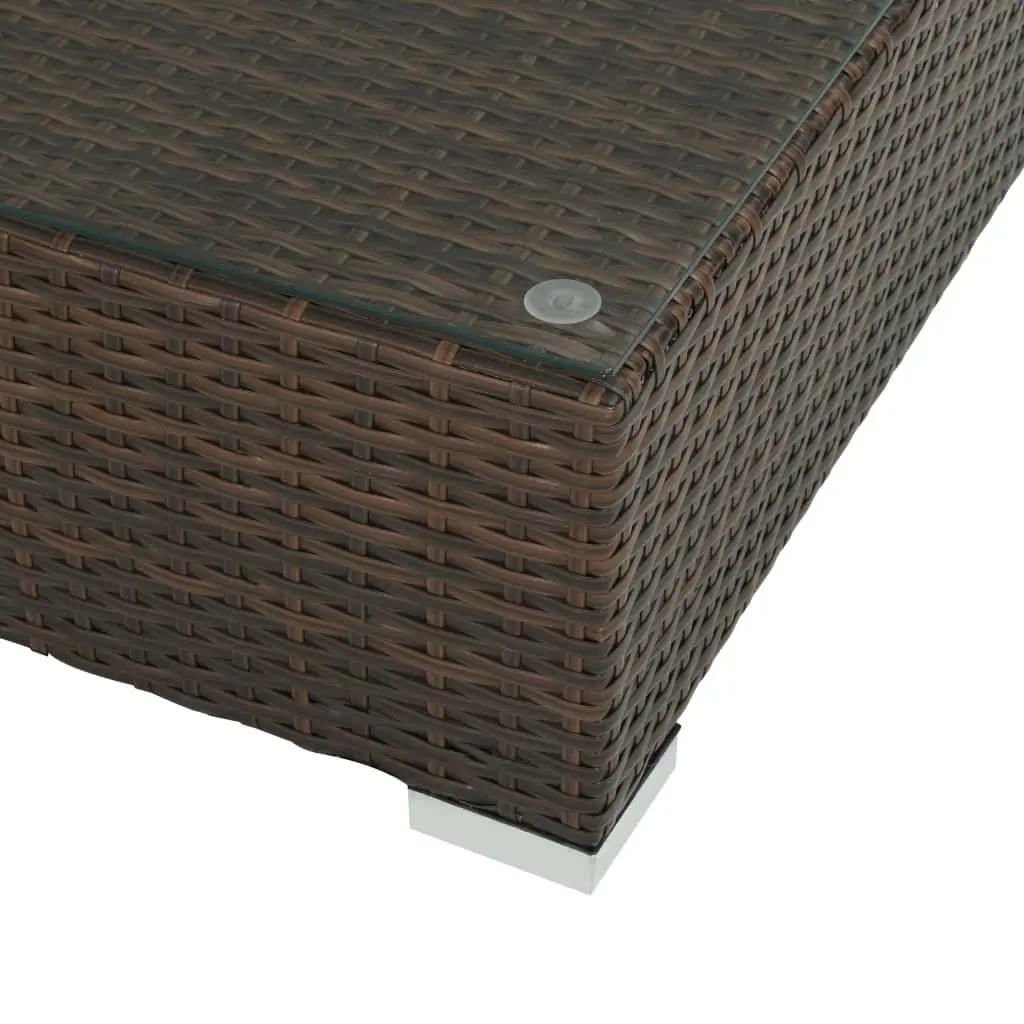 Outdoor Lounge Set PE Rattan 7 Piece Sofa with Cushions Brown