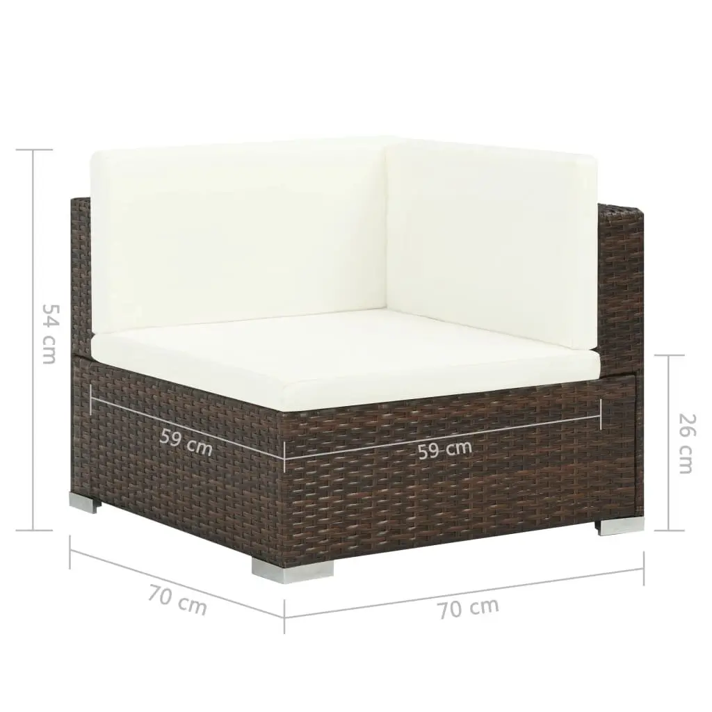 Outdoor Lounge Set PE Rattan 7 Piece Sofa with Cushions Brown