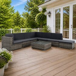 Premium 8 Piece Outdoor Lounge Set with Cushions in Grey