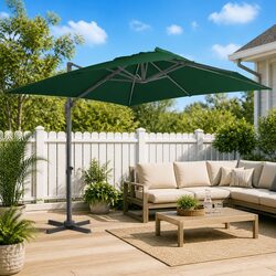 Sturdy 400x300 cm Green Cantilever Garden Parasol