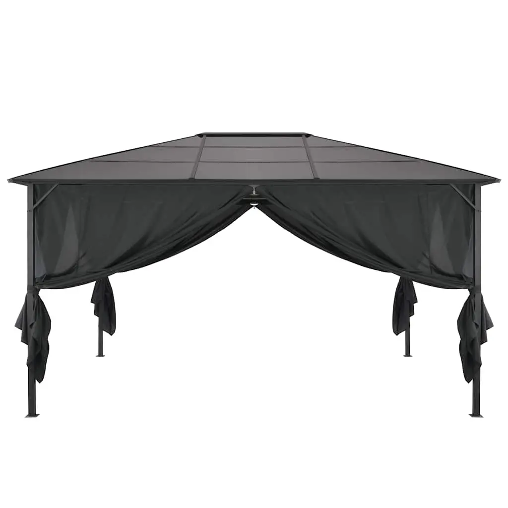 Black Gazebo with Curtains for Outdoor Use