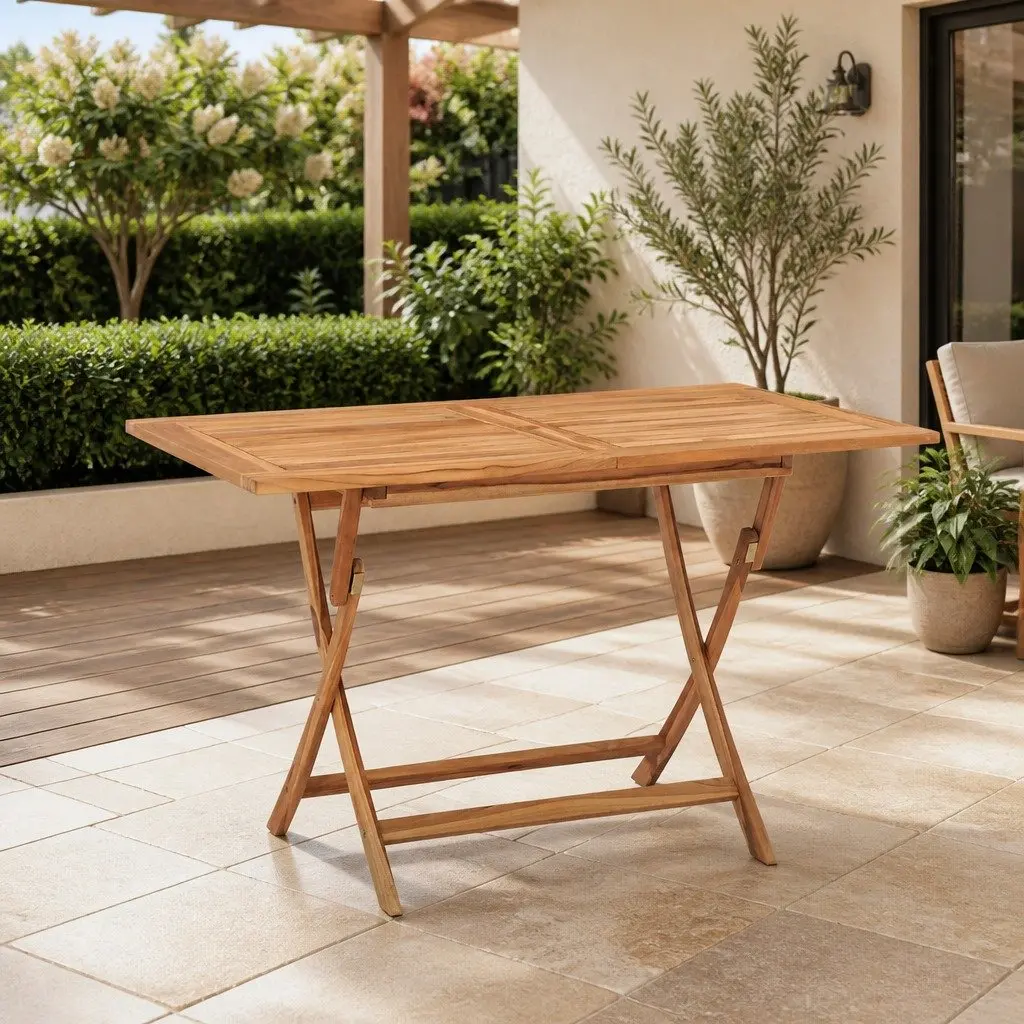 Folding Garden Dining Table in Brown 120x70x75cm