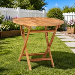 Premium Folding Garden Dining Table 85x76cm Teak Brown