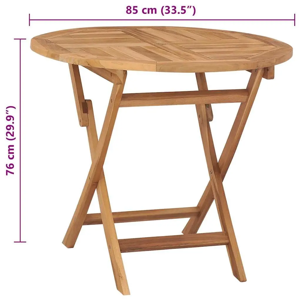 Folding Garden Dining Table 85x76cm Teak Brown