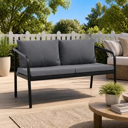 Premium 2 Seater Garden Bench with Cushions in Grey