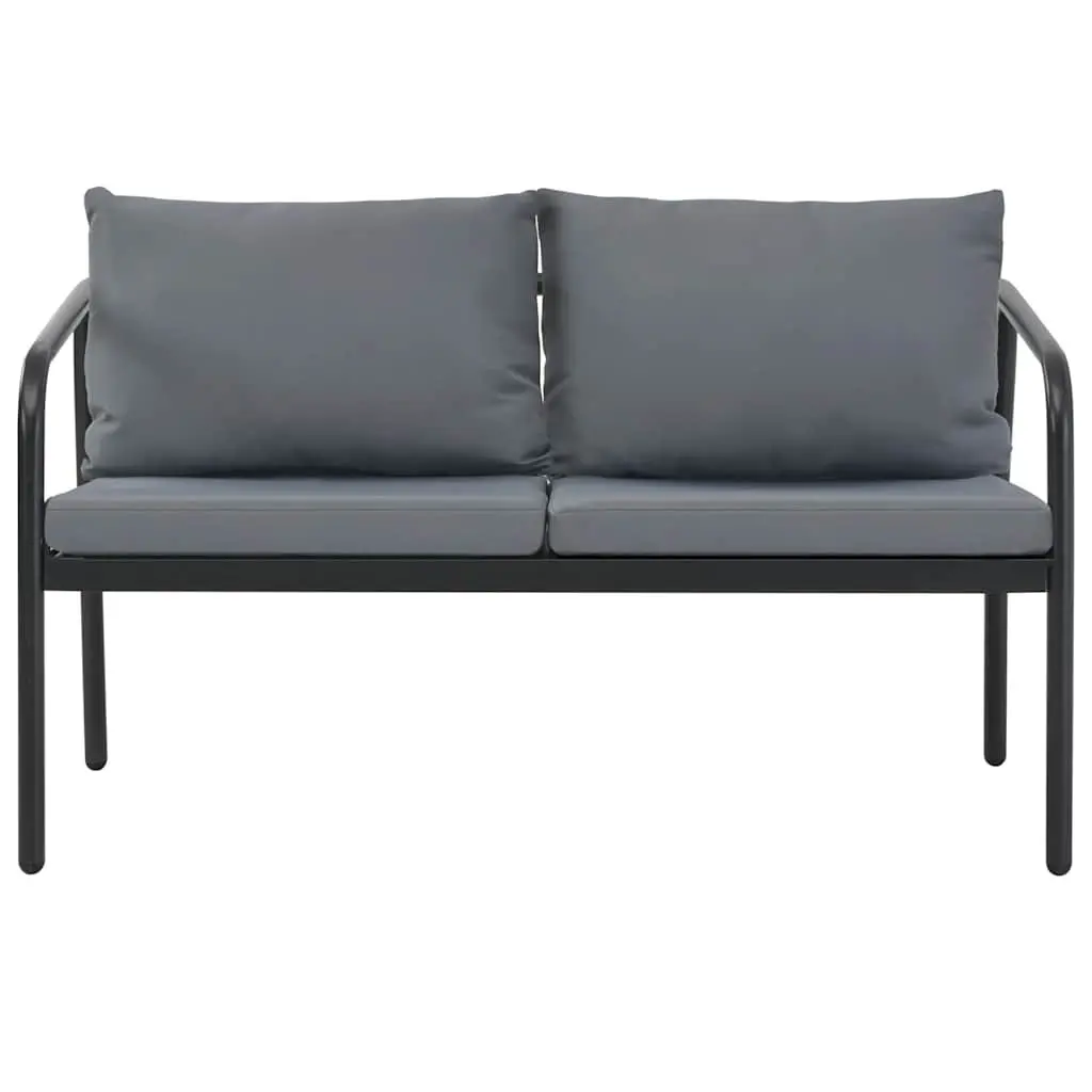 2 Seater Garden Bench with Cushions in Grey