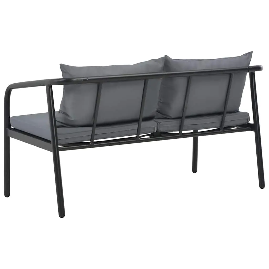 2 Seater Garden Bench with Cushions in Grey