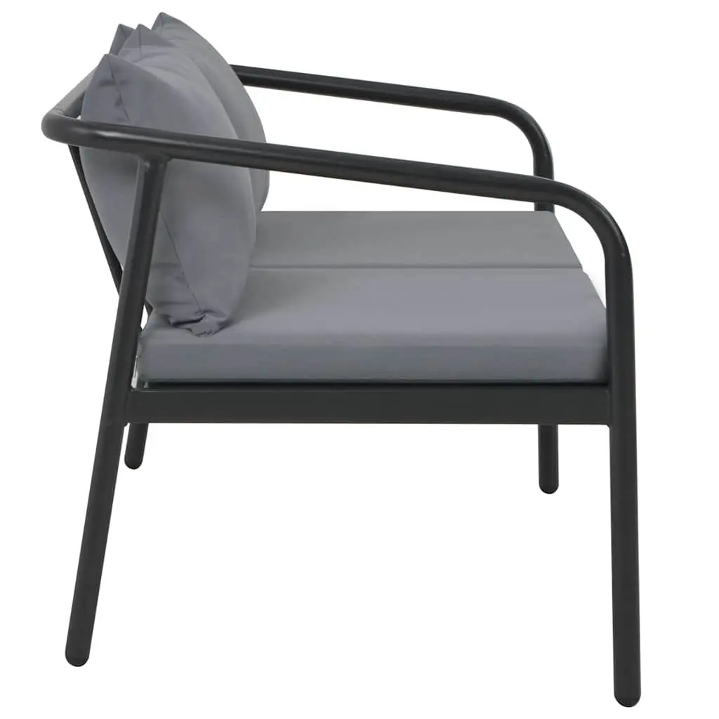 2 Seater Garden Bench with Cushions in Grey