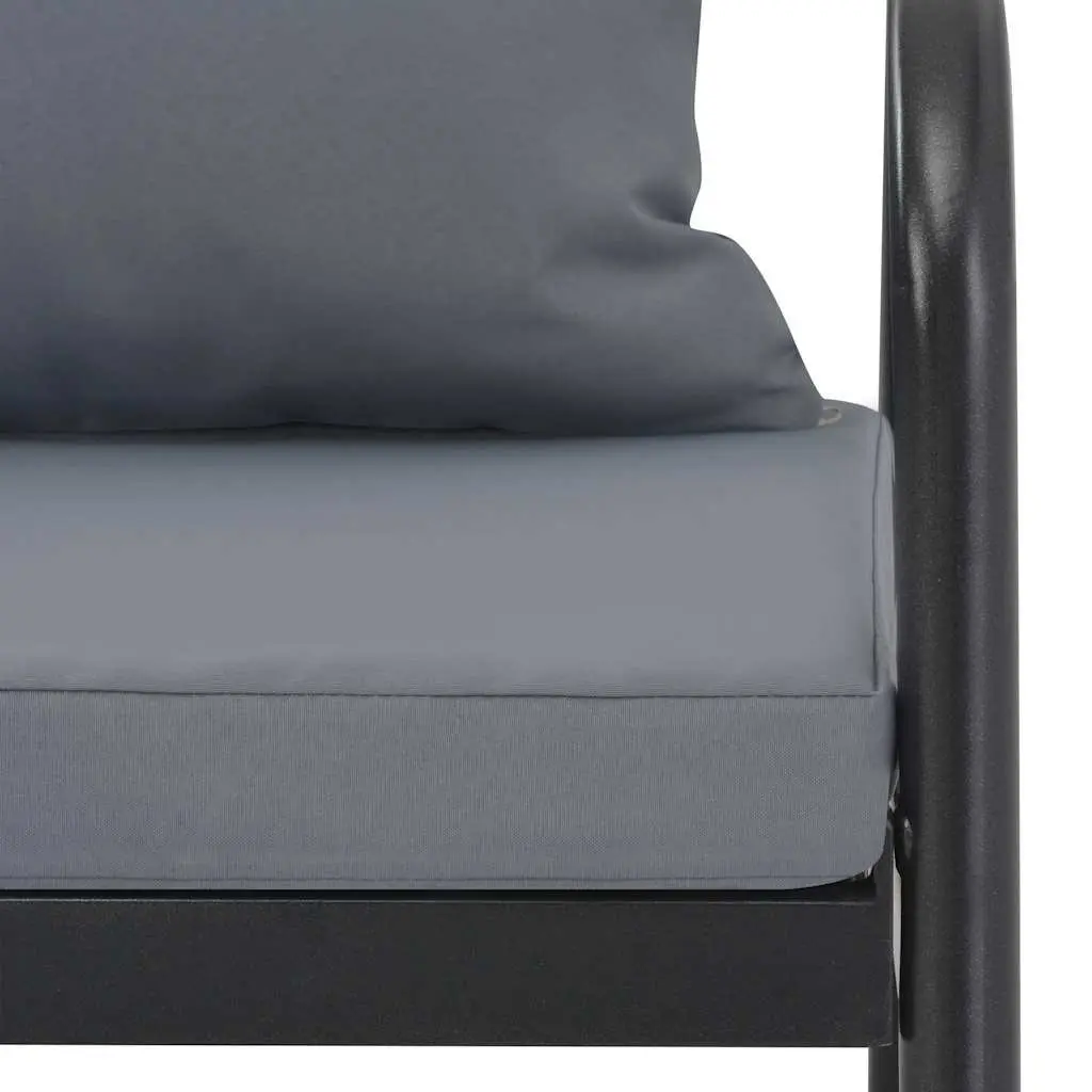 2 Seater Garden Bench with Cushions in Grey