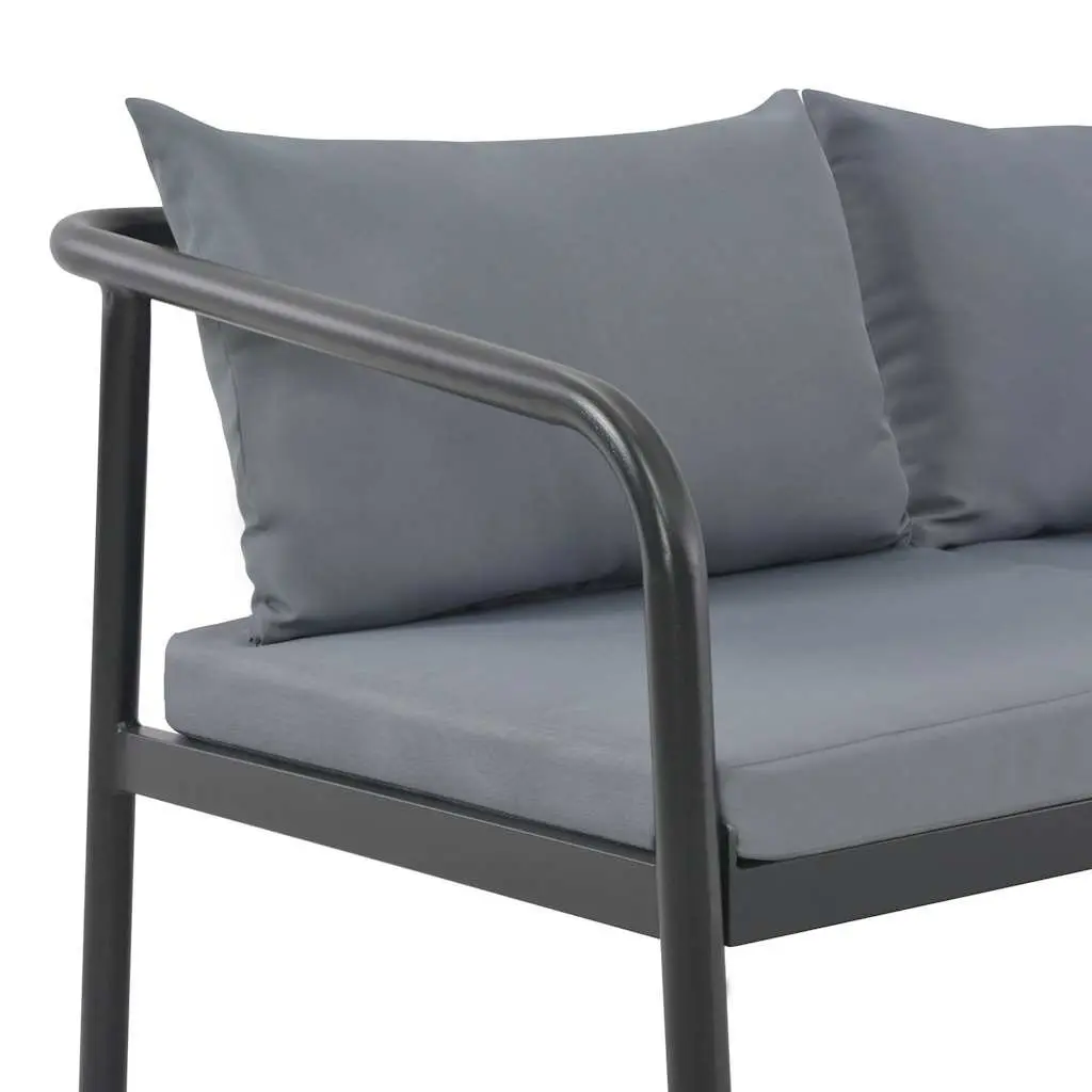 2 Seater Garden Bench with Cushions in Grey