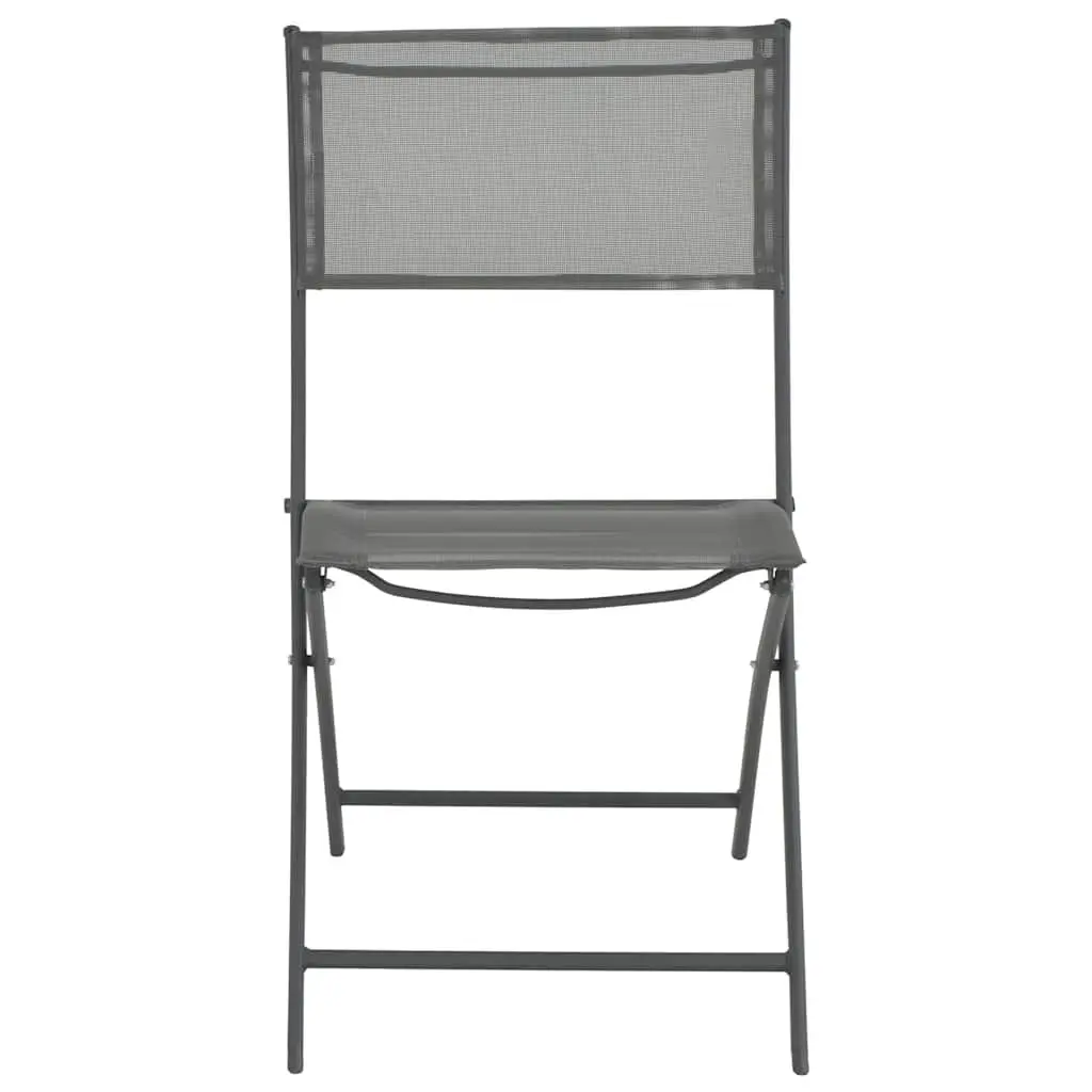 Folding Chairs Steel Frame Textilene Fabric Grey 2 Piece