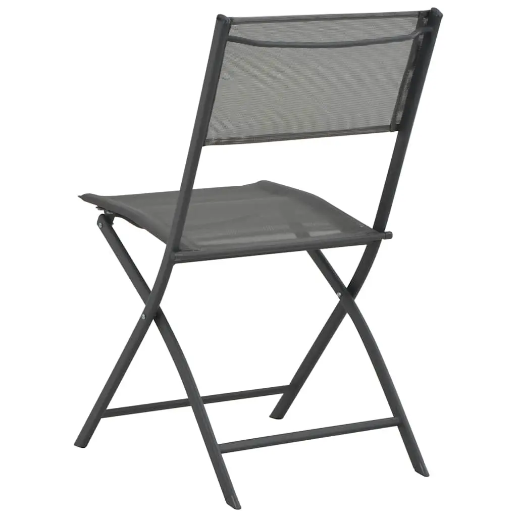 Folding Chairs Steel Frame Textilene Fabric Grey 2 Piece