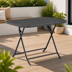 Grey Folding Garden Dining Table with Tempered Glass
