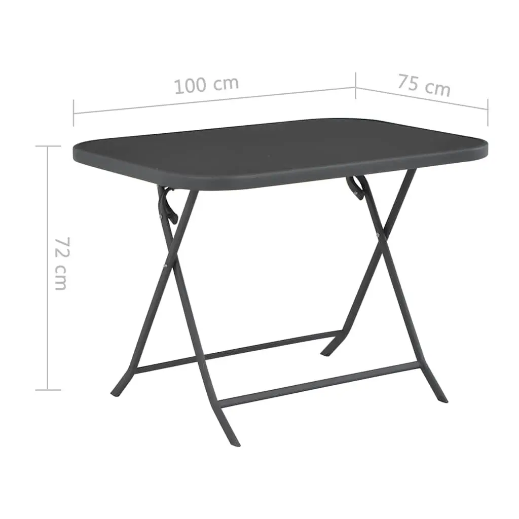Grey Folding Garden Dining Table with Tempered Glass