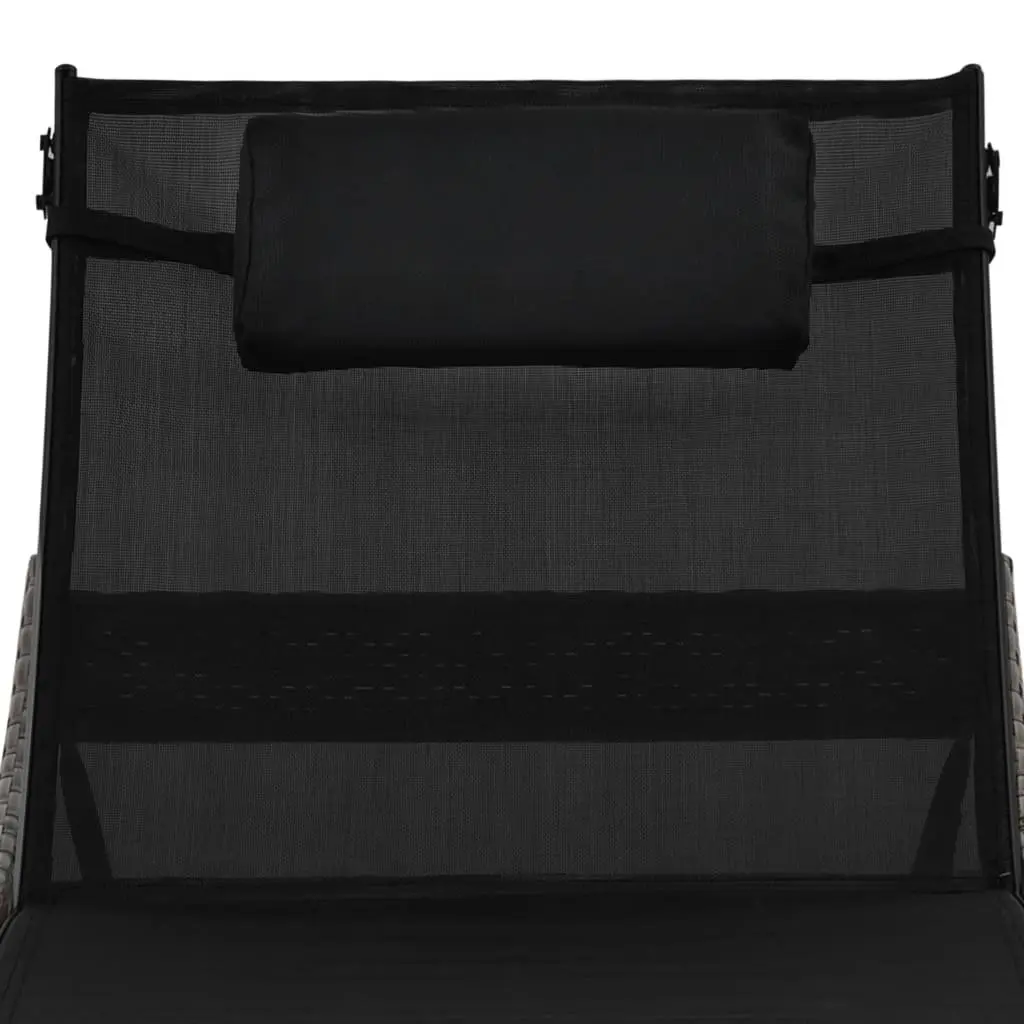 Sun Lounger Poly Rattan Adjustable Backrest Brown