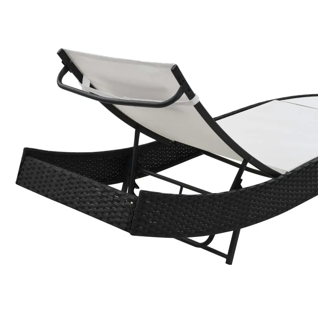 Sun Lounger with Pillow Adjustable Backrest Outdoor Reclining Chair Black