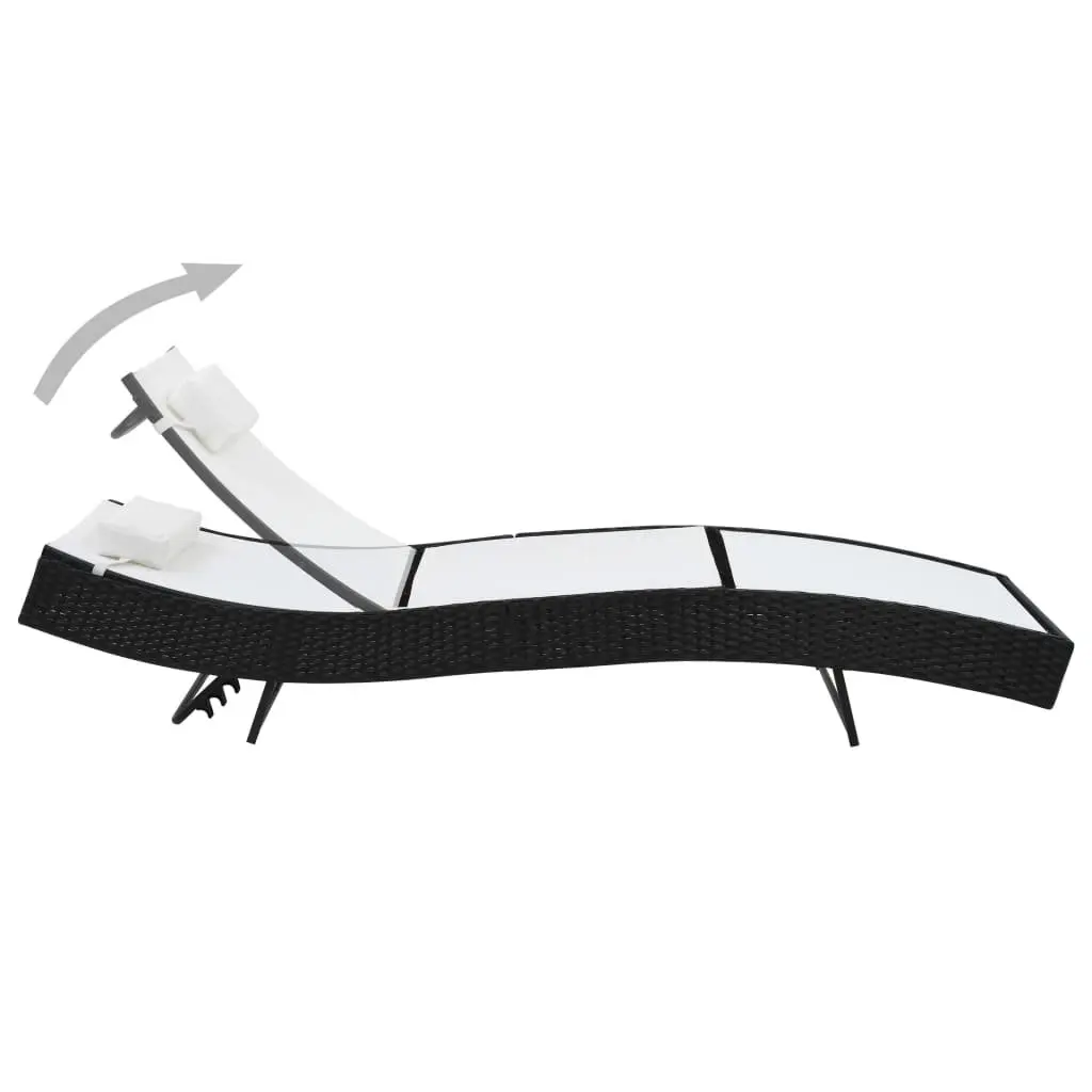 Sun Lounger with Pillow Adjustable Backrest Outdoor Reclining Chair Black