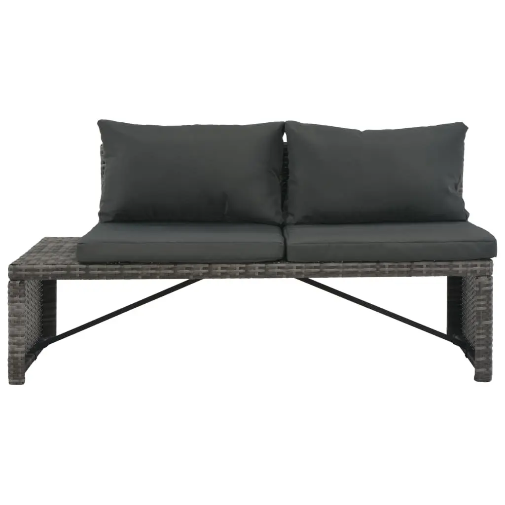 Garden Lounge Set Poly Rattan 3 Piece Outdoor Patio Sofa Coffee Table Grey
