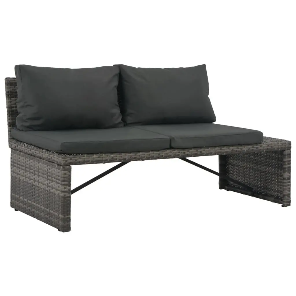 Garden Lounge Set Poly Rattan 3 Piece Outdoor Patio Sofa Coffee Table Grey