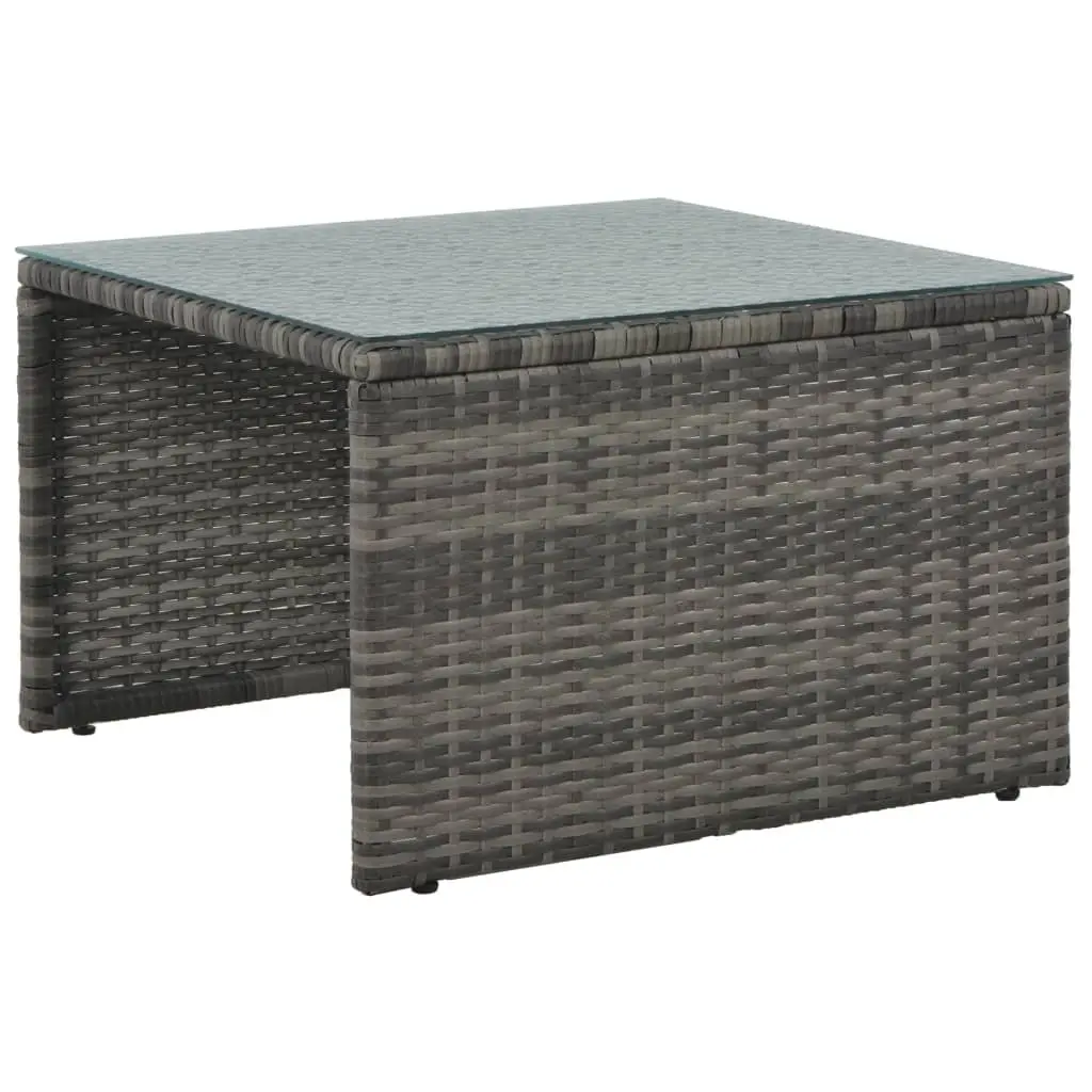 Garden Lounge Set Poly Rattan 3 Piece Outdoor Patio Sofa Coffee Table Grey