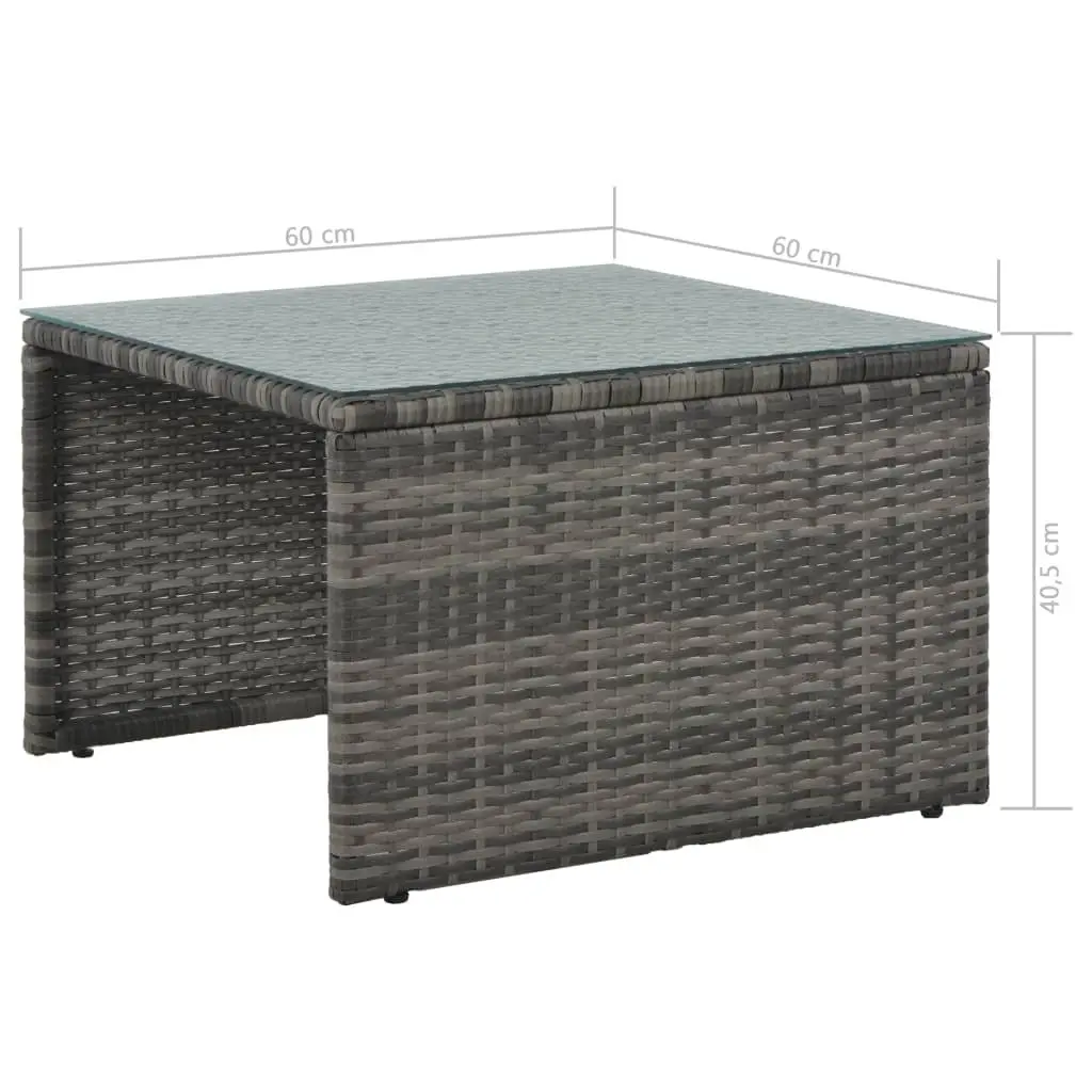 Garden Lounge Set Poly Rattan 3 Piece Outdoor Patio Sofa Coffee Table Grey