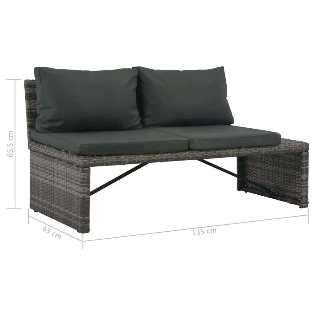 Garden Lounge Set Poly Rattan 3 Piece Outdoor Patio Sofa Coffee Table Grey