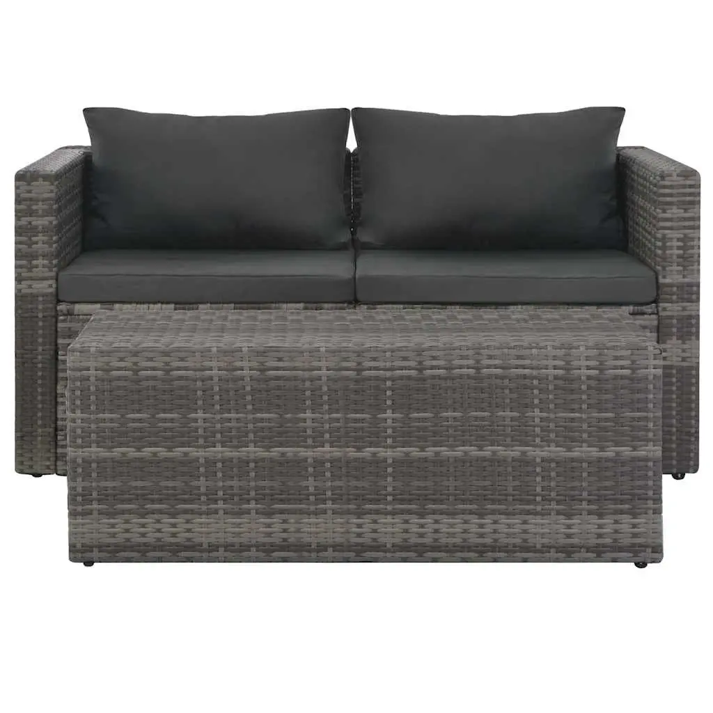 Garden Lounge Set PE Rattan 6 Piece Outdoor Furniture with Cushions Grey