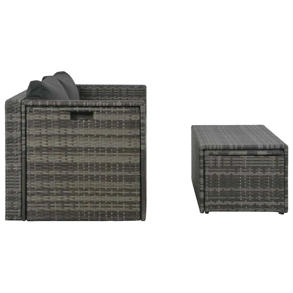 Garden Lounge Set PE Rattan 6 Piece Outdoor Furniture with Cushions Grey