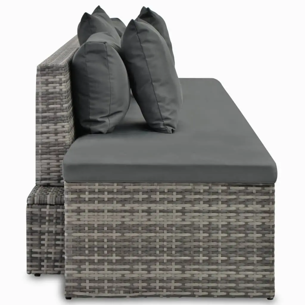 4 Piece Grey Poly Rattan Sofa Lounge Set for Outdoor Use