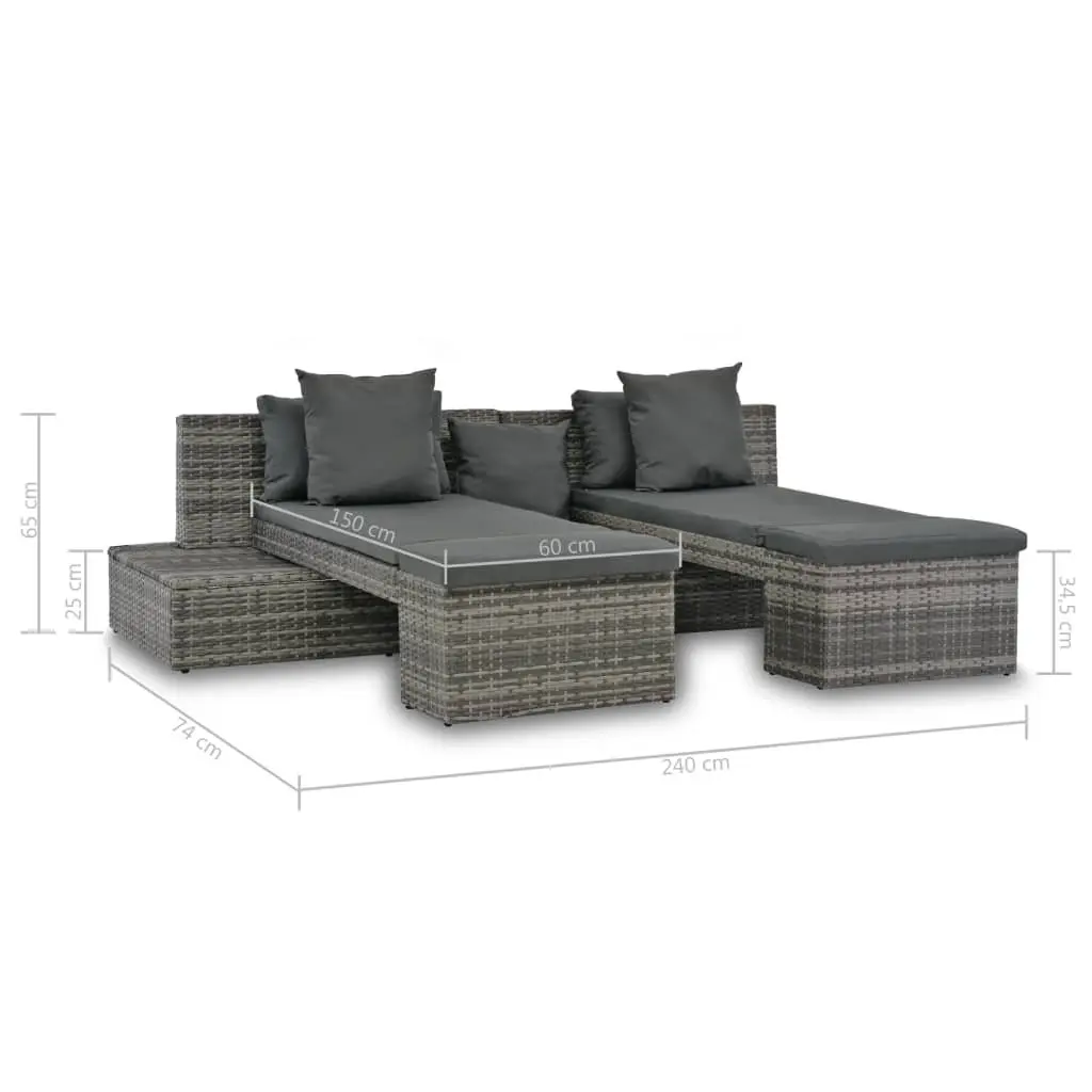 4 Piece Grey Poly Rattan Sofa Lounge Set for Outdoor Use